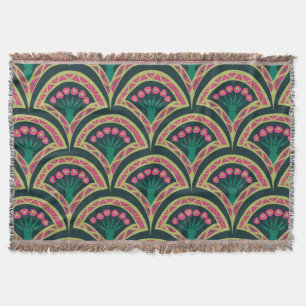 shell shaped green pattern throw blanket