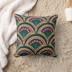 shell shaped green pattern throw pillow