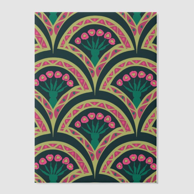 shell shaped green pattern vellum invitations (Front)