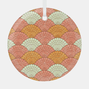 Shell Spectacle: Abstract Sea Patterns Glass Ornament