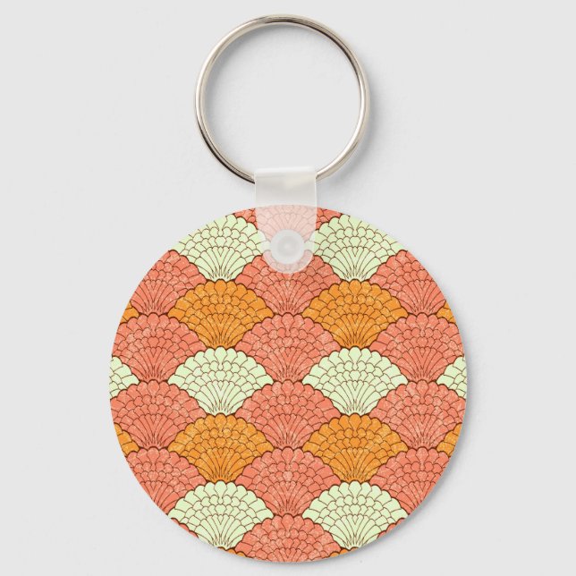 Shell Spectacle: Abstract Sea Patterns Keychain (Front)