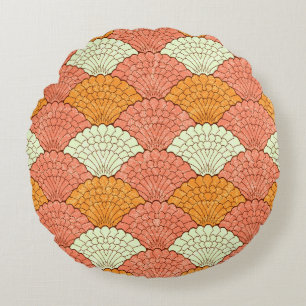 Shell Spectacle: Abstract Sea Patterns Round Pillow
