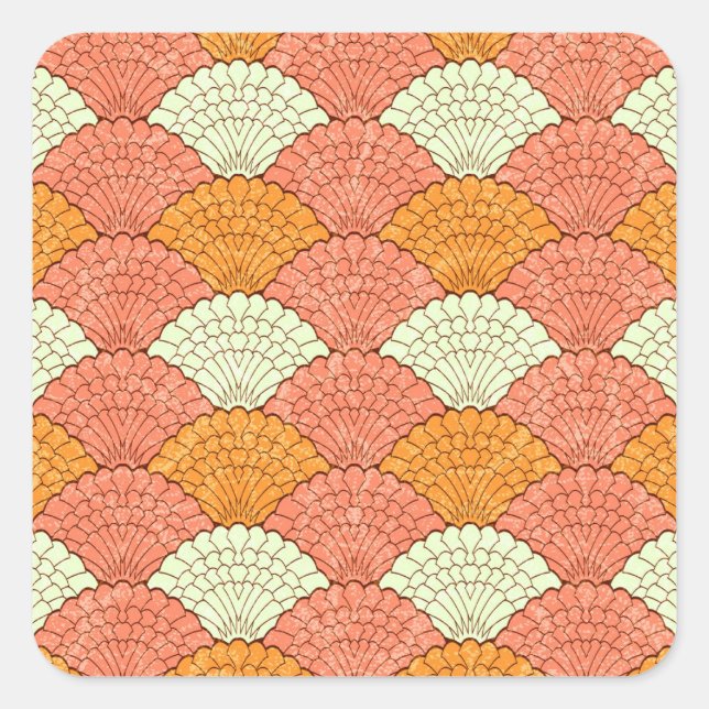 Shell Spectacle: Abstract Sea Patterns Square Sticker (Front)