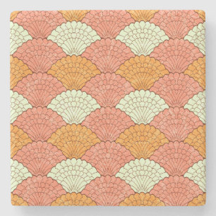 Shell Spectacle: Abstract Sea Patterns Stone Coaster
