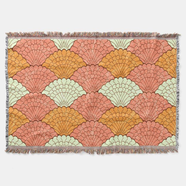 Shell Spectacle: Abstract Sea Patterns Throw Blanket (Front)