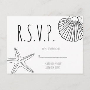 Shell starfish beach wedding RSVP cards