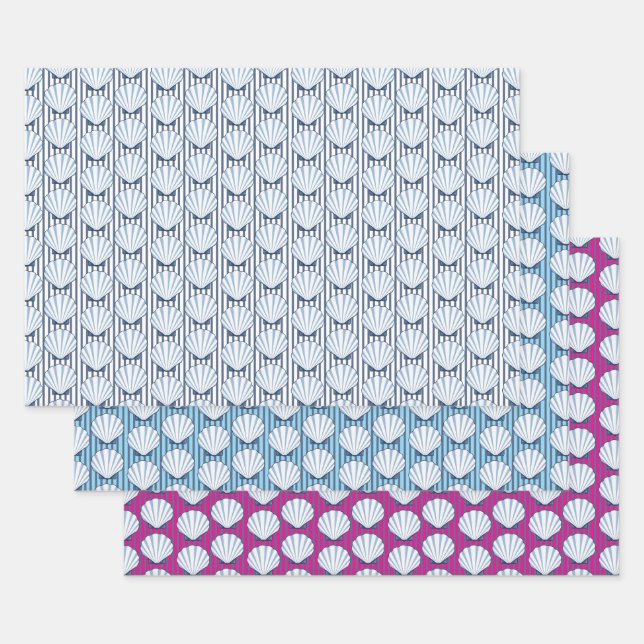 Shell Stripe Elegance! Wrapping Paper Sheet (Set)