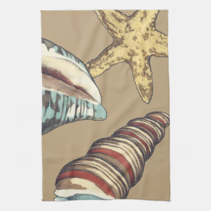 Shell Trio on Khaki Kitchen Towel