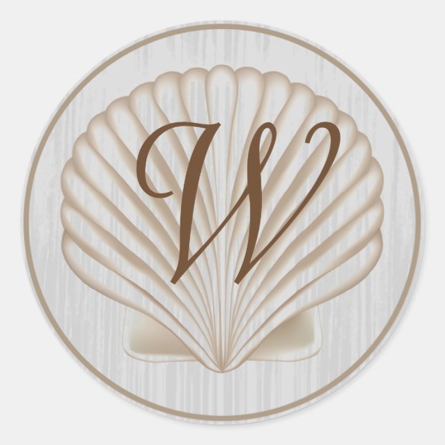 Shell W Monogram Classic Round Sticker (Front)