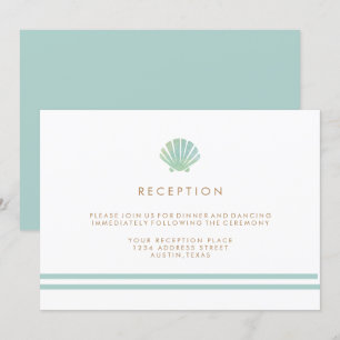 Shell Watercolor Aqua Wedding Reception Card