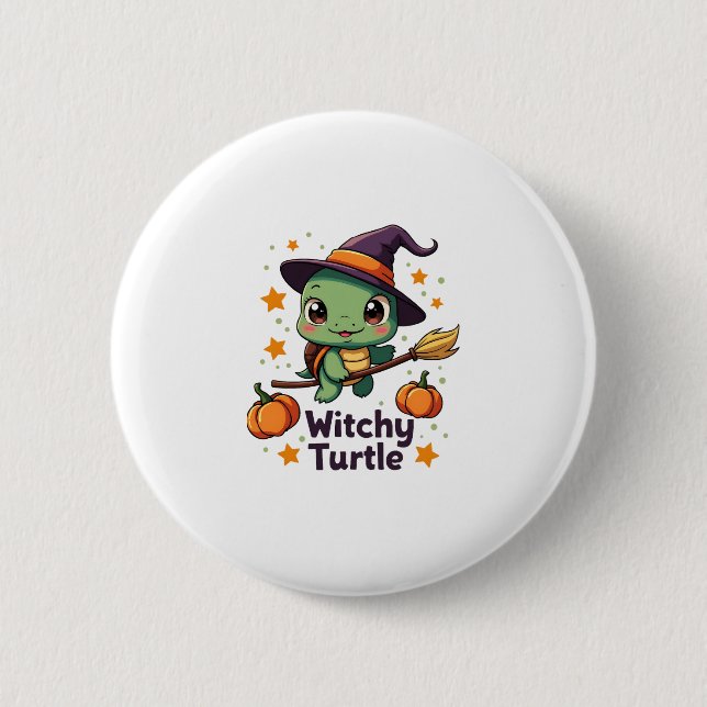 Shell Witch Turtle 2 Inch Round Button (Front)