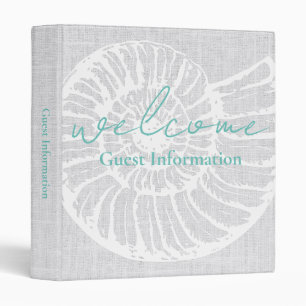Shell Woven Grey Welcome Beach Vacation Rental Binder