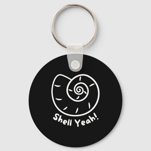 Shell Yeah Funny Beach Quote With Nautical Sea She Keychain (Front)