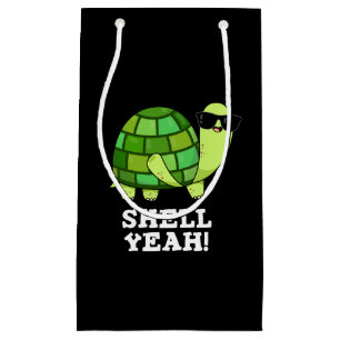 Shell Yeah Funny Tortoise Pun Dark BG Small Gift Bag