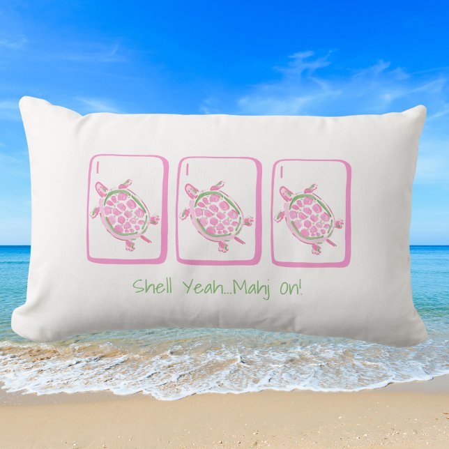 Shell Yeah... Mahj On! Coastal Sea Turtle Lumbar Pillow (Creator Uploaded)