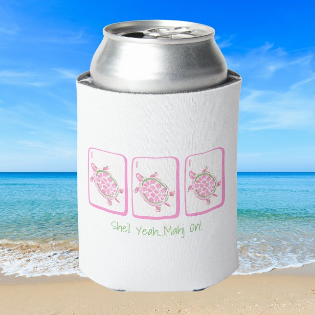 Shell Yeah... Mahj On! Pink Sea Turtle Mahjong  Can Cooler (Creator Uploaded)