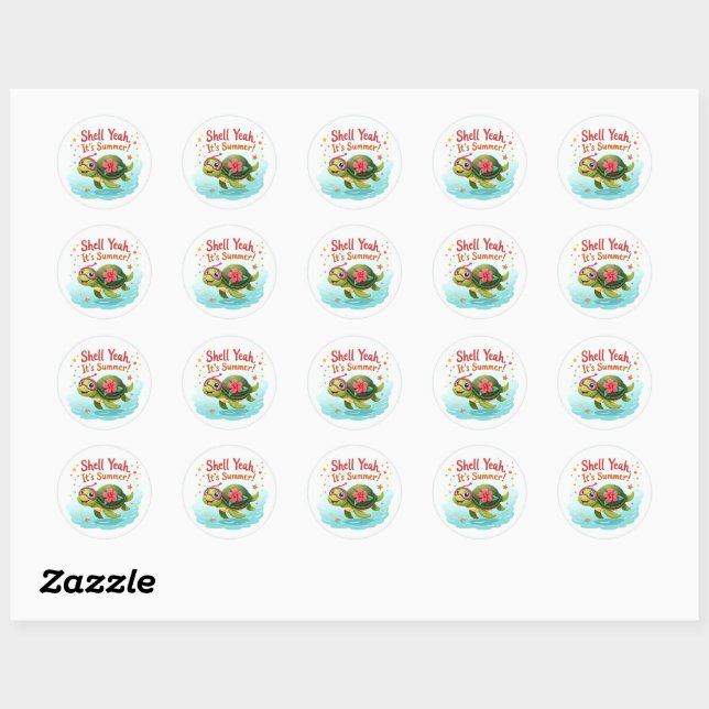 Shell Yeah! 🐢 Tropical Turtle Summer Sticker (Sheet)