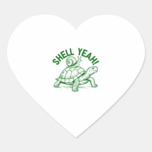 Shell Yeah Turtle Snail Funny Heart Sticker