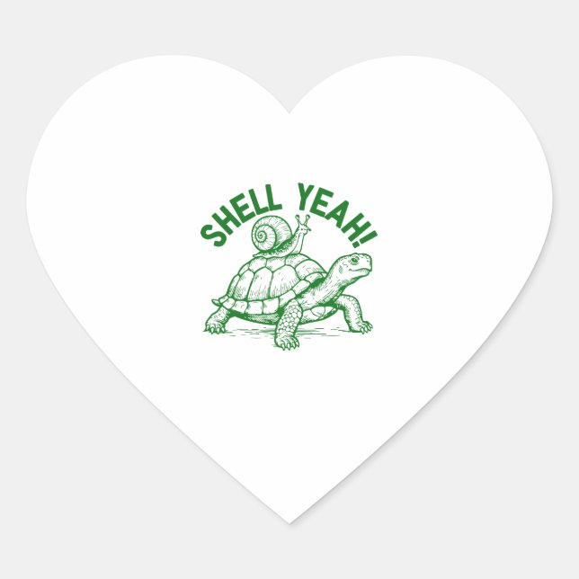 Shell Yeah Turtle Snail Funny Heart Sticker (Front)