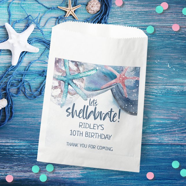 Shellabration | Beach Starfish Seashells Birthday Favour Bag (Creator Uploaded)