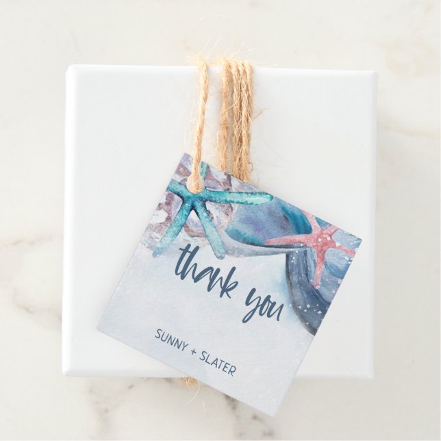 Shellabration | Beach Starfish Seashells Thank You Favour Tags (In Situ)