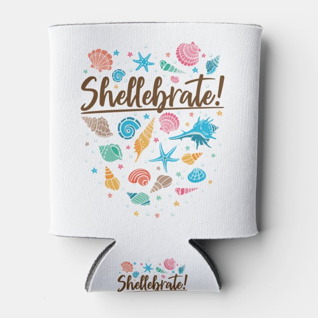 Shellebrate Sea Shell Celebrate Celebration Can Cooler (Front)