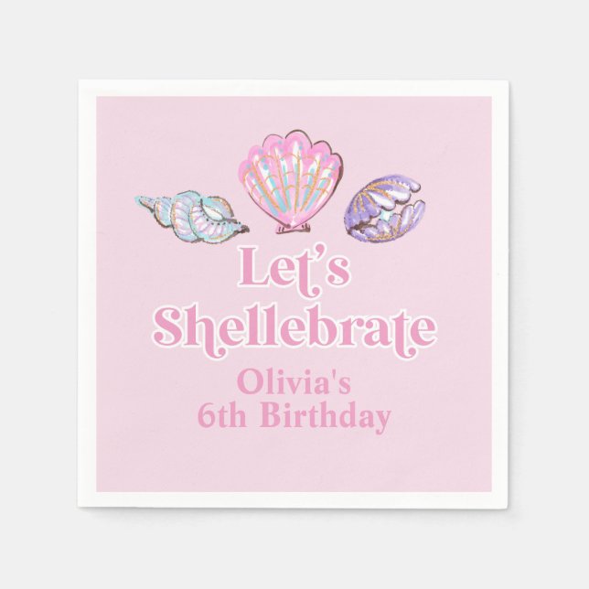 Shellebrate Seashell Beach Birthday Napkin (Front)
