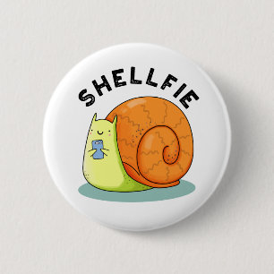 Shellfie Funny Snail Selfie Pun 2 Inch Round Button
