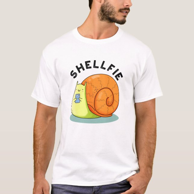 Shellfie Funny Snail Selfie Pun  T-Shirt (Front)