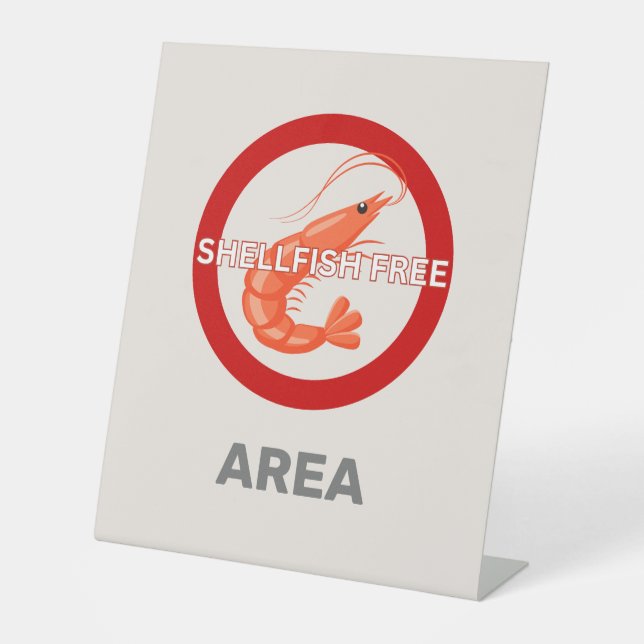 Shellfish Free Area Customized Food Allergy Alert Pedestal Sign (Front)