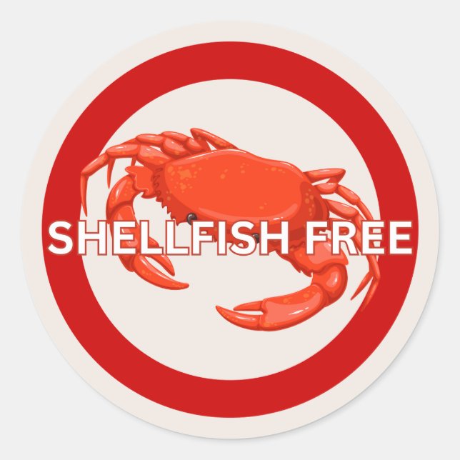 Shellfish Free Food Allergy Alert Classic Sticker (Front)