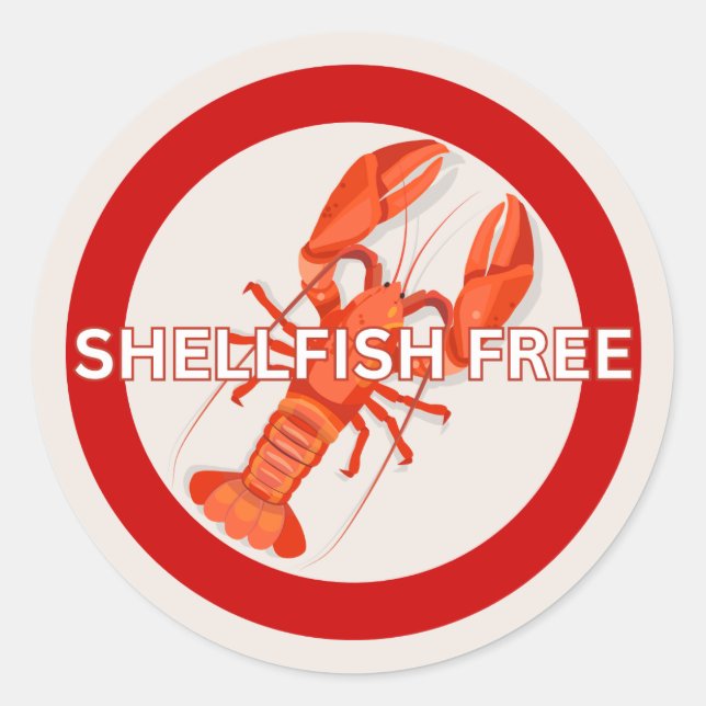 Shellfish Free Food Allergy Alert Classic Sticker (Front)