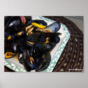 Shellfish Mussels in Bowl Poster