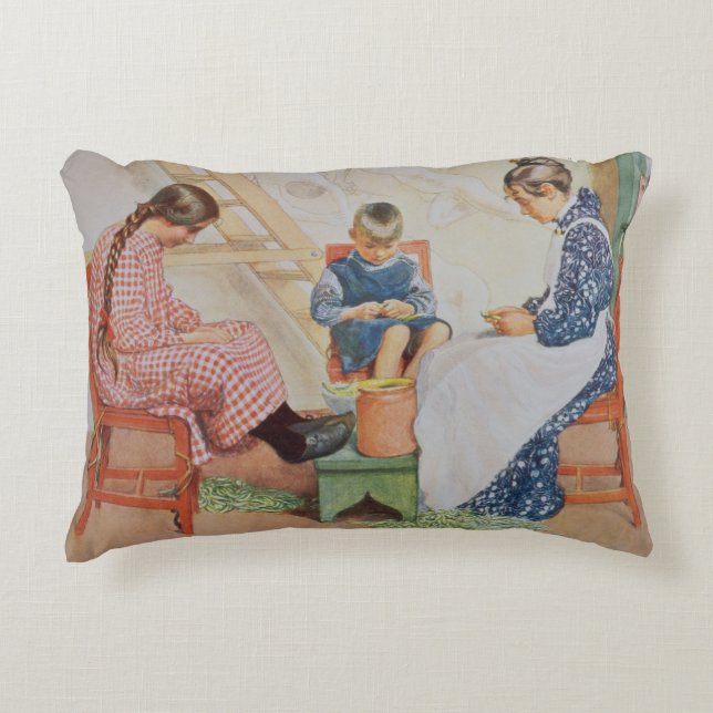 Shelling Peas, pub. in 'Lasst Licht Hinin'(`Let in Accent Pillow (Front)