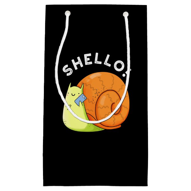 Shello Funny Snail Cellphone Pun Dark BG Small Gift Bag (Front)