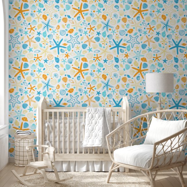 Shells and Starfish Ocean Beach Wallpaper (Kids)