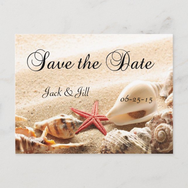 Shells and Starfish Save The Date Postcard (Front)