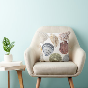Shells Art Coastal Beach Throw Pillow