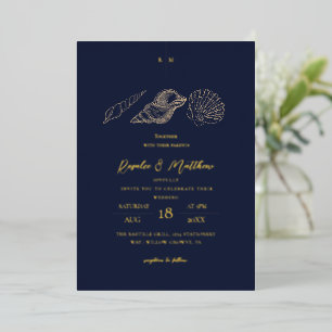 Shells Blue & Gold Coastal Wedding