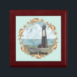 Shells Georgia Lighthouse Gift Box<br><div class="desc">Shells Georgia Lighthouse gift box by ArtMuvz Illustration. Matching Lighthouse apparel, Light house t-shirts, Lighthouses gifts. Lighthouse t-shirt, nautical and birthday gifts, lighthouse collector apparel. Lighthouse gifts are a great way to show someone you care, especially if they love the ocean, the coast, or lighthouses themselves. Lighthouses are iconic symbols...</div>
