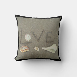 shells & heart on beach custom wedding pillow