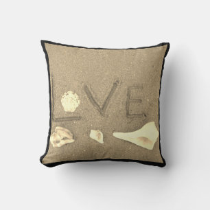 shells & heart on beach custom wedding pillow
