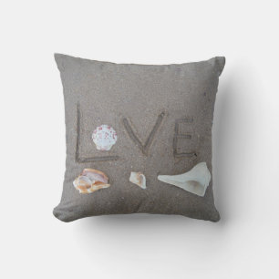 shells & heart on beach custom wedding pillow