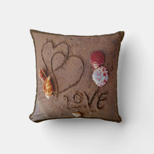 shells & Love on beach custom wedding pillow