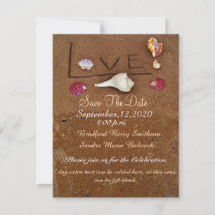 Shells & Love on Beach custom wedding Save the Dat Save The Date