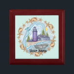 Shells Maine Lighthouse Gift Box<br><div class="desc">Shells Maine Lighthouse gift box by ArtMuvz Illustration. Matching Lighthouse apparel, Lighthouse t-shirts, Lighthouse gifts. Lighthouse t-shirt, christmas and birthday gifts, lighthouse collector apparel. Lighthouse gifts are a great way to show someone you care, especially if they love the ocean, the coast, or lighthouses themselves. Lighthouses are iconic symbols of...</div>