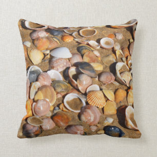 Shells On A Sandy Beach Andalusia, Spain Throw Pillow