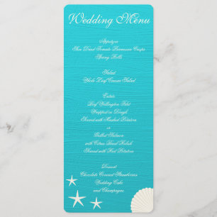 Shells On Beach Wedding Menu Custom Invitations