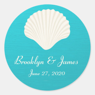 Shells On Beach Wedding Stickers