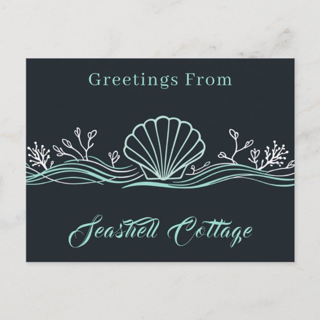 Shells on Dark Green Postcard (Front)